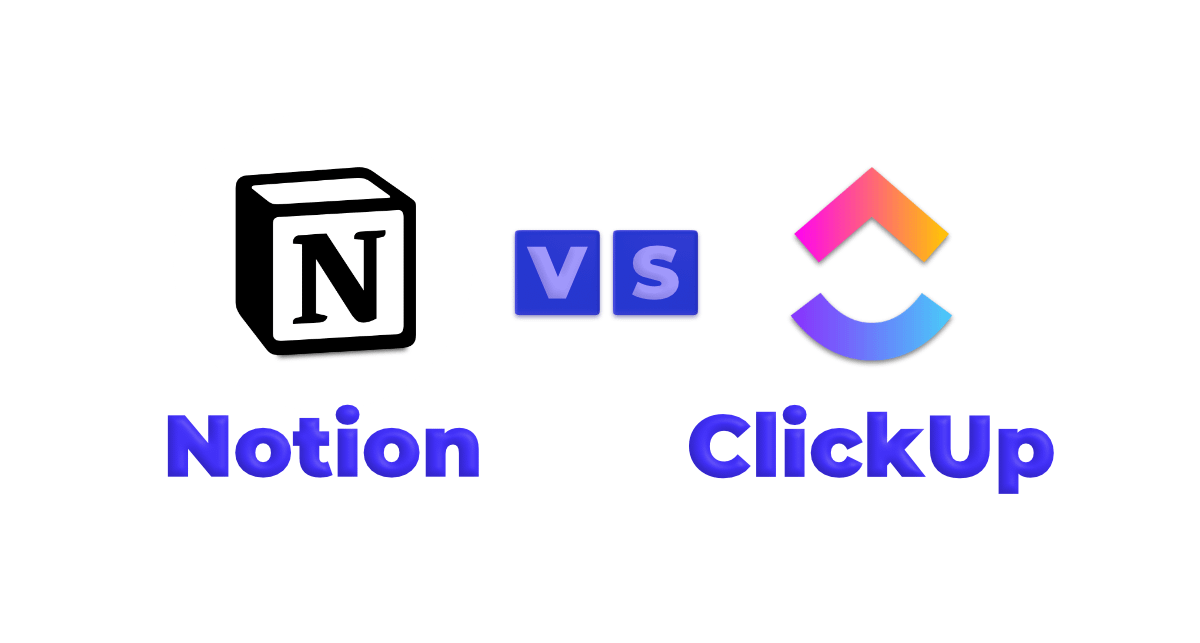 notion and clickup logos
